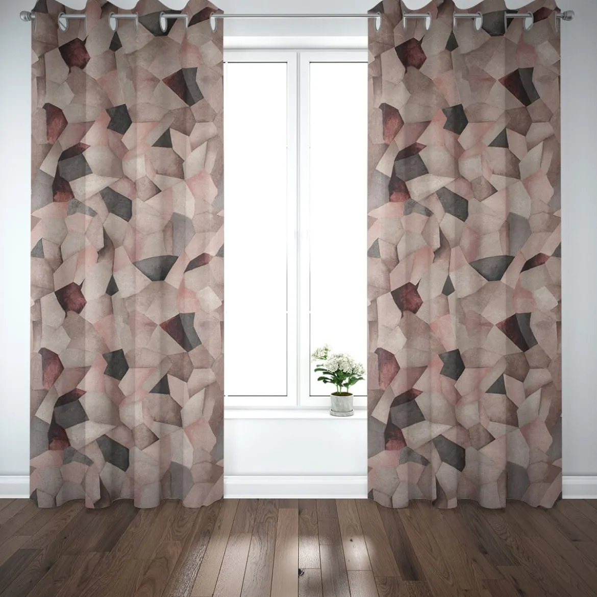 Panama Dekostoff Baumwollstoff Digitaldruck Statue Mosaik Abstrakt rosa 140cm Breite