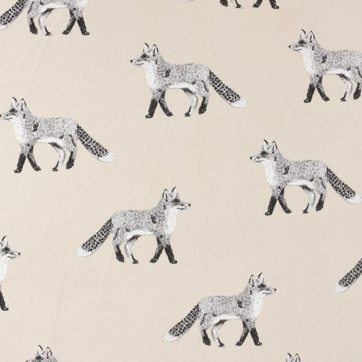 Panama Dekostoff Baumwollstoff Digitaldruck Cub Canvas Füchse beige schwarz 140cm Breite
