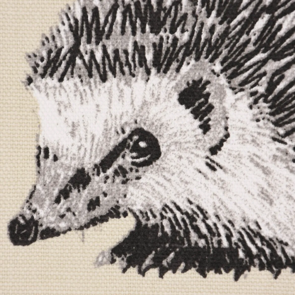 Panama Dekostoff Baumwollstoff Digitaldruck Hedgehog Canvas Igel beige schwarz 140cm Breite