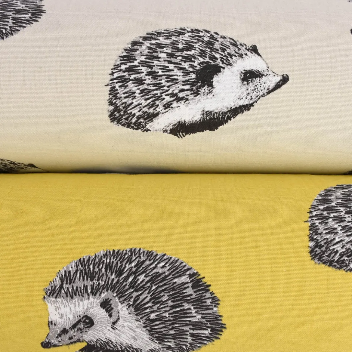 Panama Dekostoff Baumwollstoff Digitaldruck Hedgehog Canvas Igel beige schwarz 140cm Breite