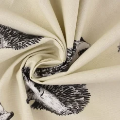 Panama Dekostoff Baumwollstoff Digitaldruck Hedgehog Canvas Igel beige schwarz 140cm Breite