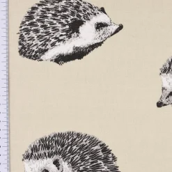 Panama Dekostoff Baumwollstoff Digitaldruck Hedgehog Canvas Igel beige schwarz 140cm Breite