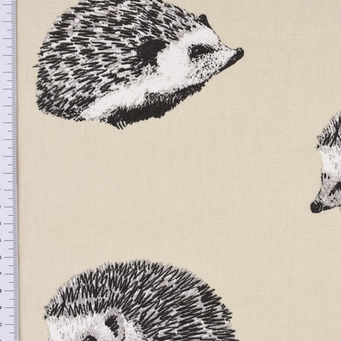 Panama Dekostoff Baumwollstoff Digitaldruck Hedgehog Canvas Igel beige schwarz 140cm Breite