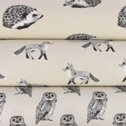 Panama Dekostoff Baumwollstoff Digitaldruck Hedgehog Canvas Igel beige schwarz 140cm Breite