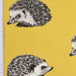 Panama Dekostoff Baumwollstoff Digitaldruck Hedgehog Canvas Igel gelb schwarz 140cm Breite