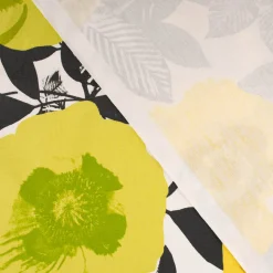 Panama Dekostoff Baumwollstoff Madone Citrus Blumen Pop Art gelb schwarz 140cm Breite