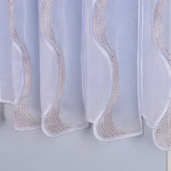 Panneaux Bistrogardine Scheibengardine nähfrei weiß mit Stickerei Wellen rosé beige 60cm Höhe