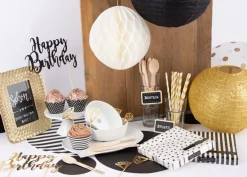 Papierdeko rund versch. Größen und Designs 14 teilig