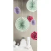 Papierfächer Rosetten in Pastelltönen mit Pünktchen und Karos von Rico Design im 3er Set