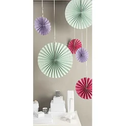 Papierfächer Rosetten in Pastelltönen mit Pünktchen und Karos von Rico Design im 3er Set