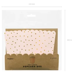 Papierschachtel Popcornbox Punkte rosa goldfarbig 12,5x7x7cm 6er Pack