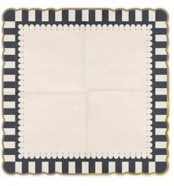 Papierservietten 33x33cm schwarz beige mit Goldrand 2lagig 12 Stück