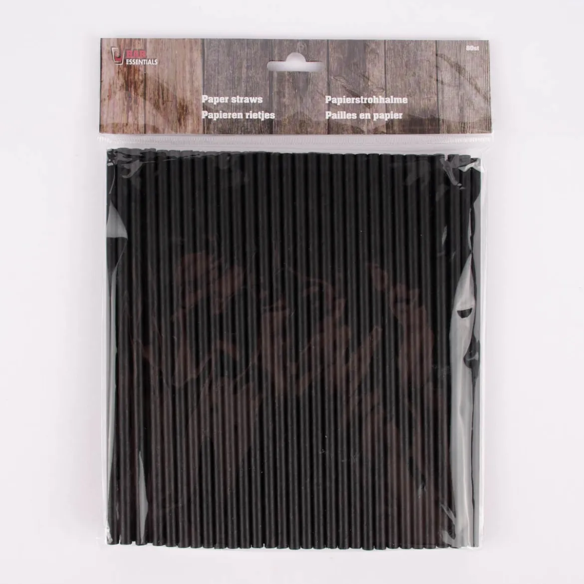 Papiertrinkhalm 80 Stück schwarz 20x0,5cm