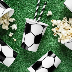 Pappbecher Fußball schwarz weiß 6 Stück 260ml