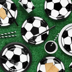 Pappbecher Fußball schwarz weiß 6 Stück 260ml