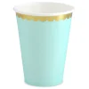 Pappbecher mint mit goldfarbiger Bogenbordüre 6 Stück 220ml