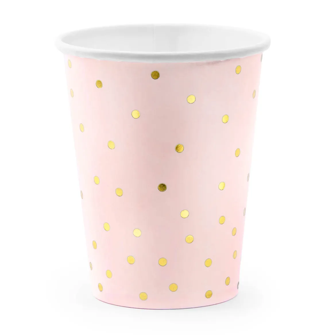 Pappbecher Punkte rosa goldfarbig 6 Stück 260ml