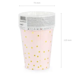 Pappbecher Punkte rosa goldfarbig 6 Stück 260ml