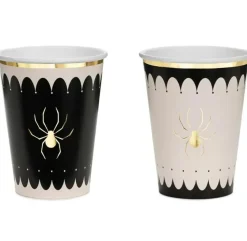 Pappbecher Spinne schwarz beige gold 400ml 6er Pack