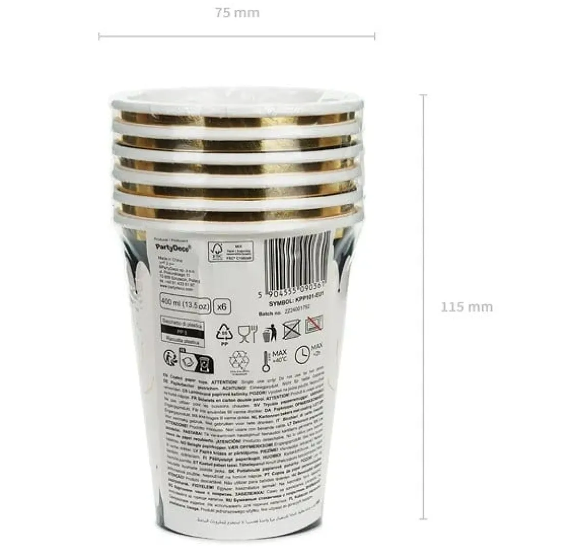 Pappbecher Spinne schwarz beige gold 400ml 6er Pack