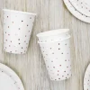 Partybecher Pünktchen weiß rosegold Pappe 6 Stück 220ml
