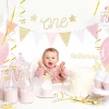 Party Dekoset 1st Birthday rosa gold für 6 Personen