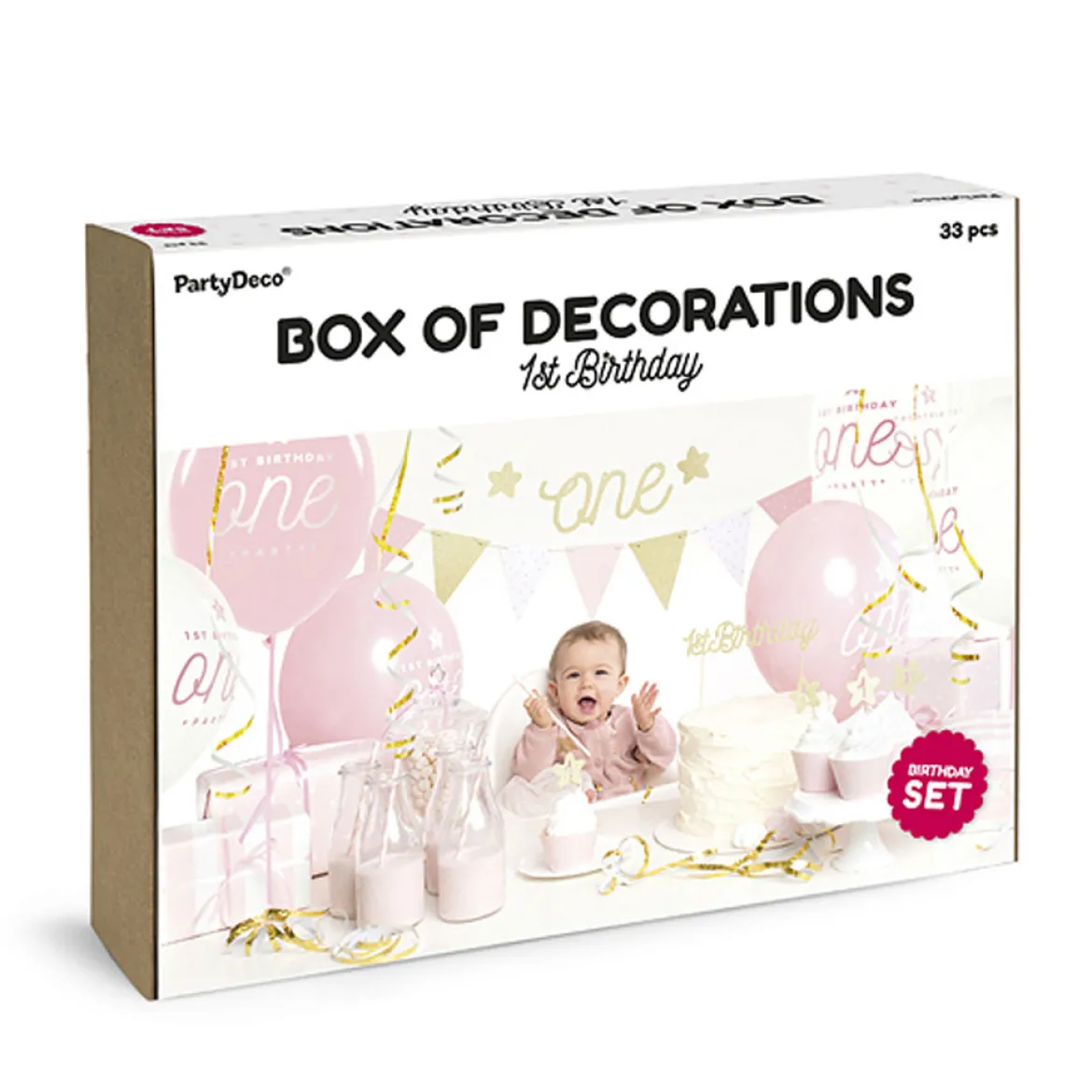 Party Dekoset 1st Birthday rosa gold für 6 Personen