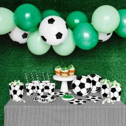 Party Pappteller Fußball schwarz-weiß 18cm Ø 6er Pack