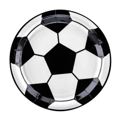 Party Pappteller Fußball schwarz-weiß 18cm Ø 6er Pack