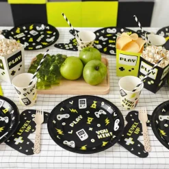 Party Pappteller Gaming schwarz weiß 23cm Ø 6er Pack
