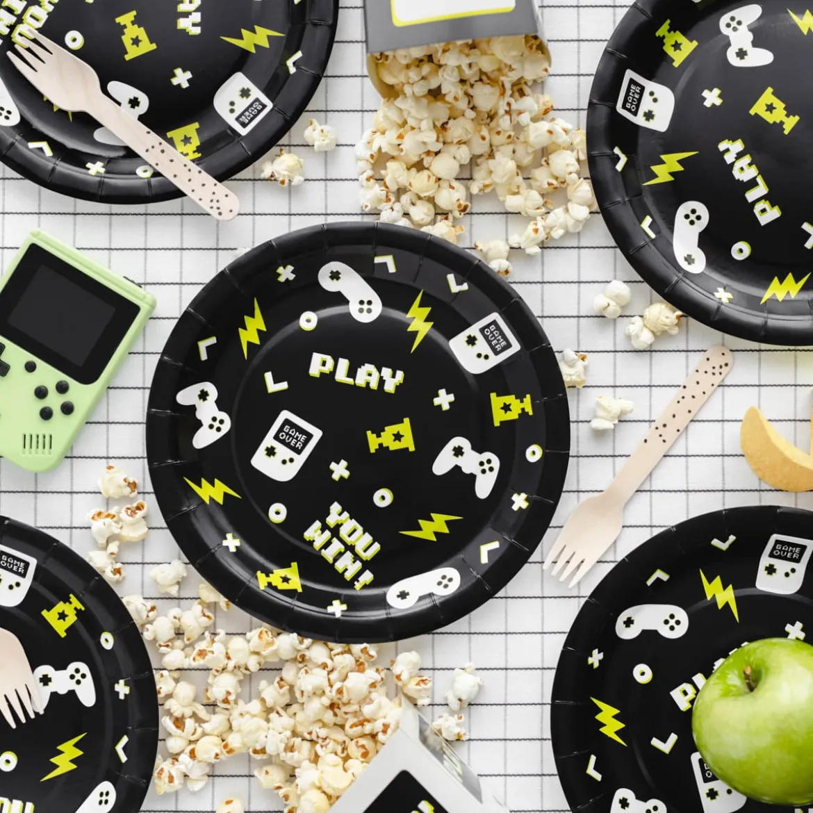 Party Pappteller Gaming schwarz weiß 23cm Ø 6er Pack