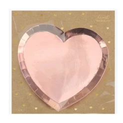 Party Pappteller Herz uni rose-gold 21x19cm 6er Pack