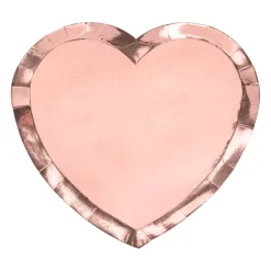 Party Pappteller Herz uni rose-gold 21x19cm 6er Pack