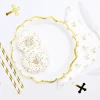 Party Pappteller mit Wellenrand weiß gold 18,5cm Ø 6er Pack