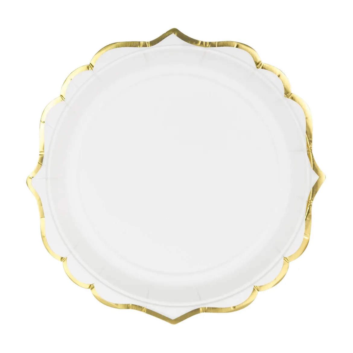 Party Pappteller mit Wellenrand weiß gold 18,5cm Ø 6er Pack