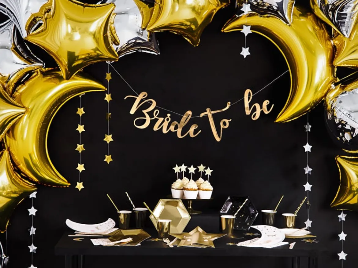 Party Pappteller Sechseck schwarz gold 23cm Ø 6er Pack