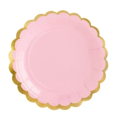 Partyteller Wellenrand rosa gold Pappe 6 Stück 18cm