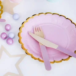 Partyteller Wellenrand rosa gold Pappe 6 Stück 18cm