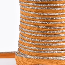 Paspelband Polyester ocker gelb Glitzer Lurex silber Breite: 1cm