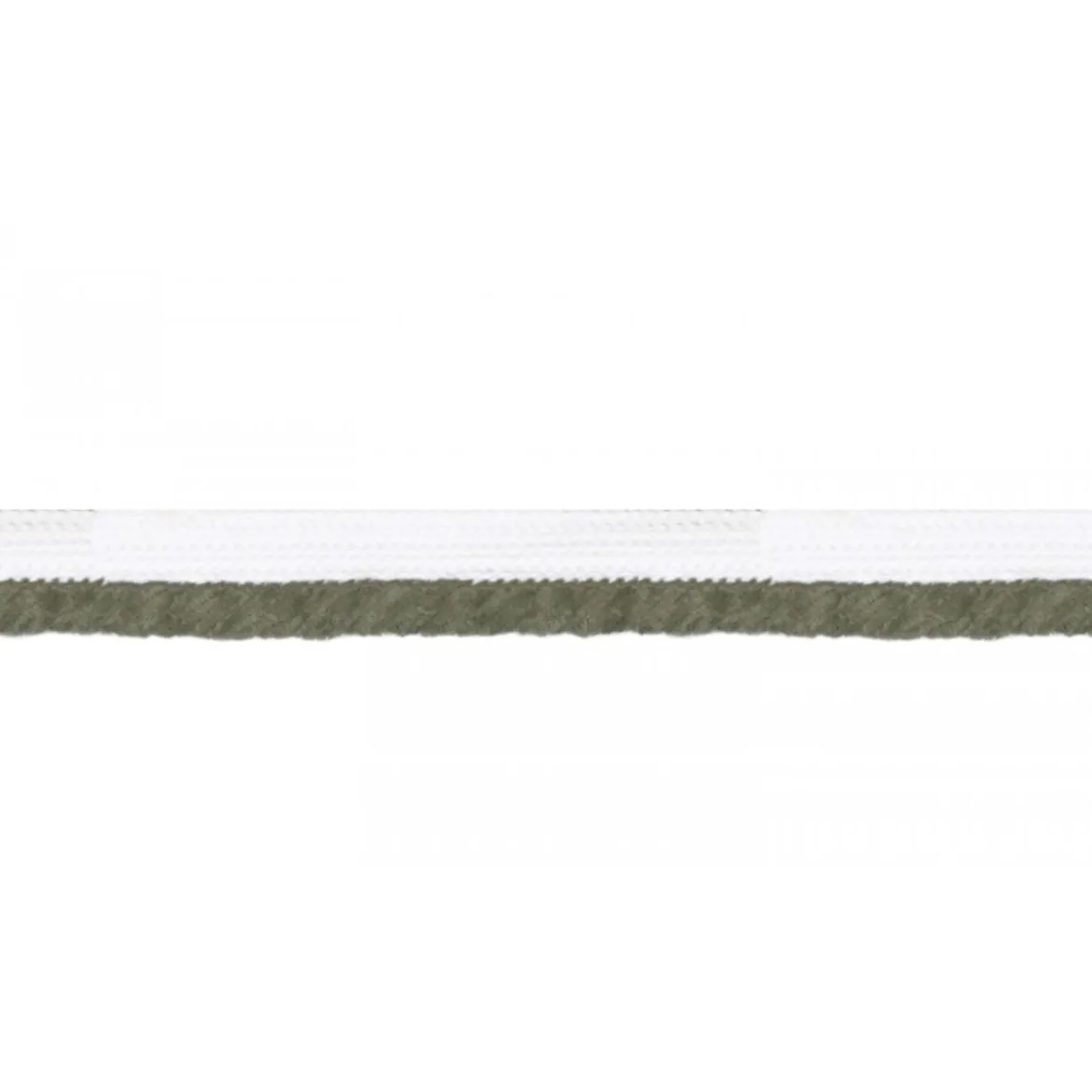 Paspelband zweifarbig Meterware weiß khakigrün Breite: 1cm
