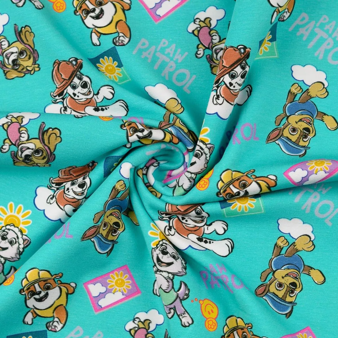 Paw Patrol Jersey Stoff Baumwolle türkis 1,50m Breite