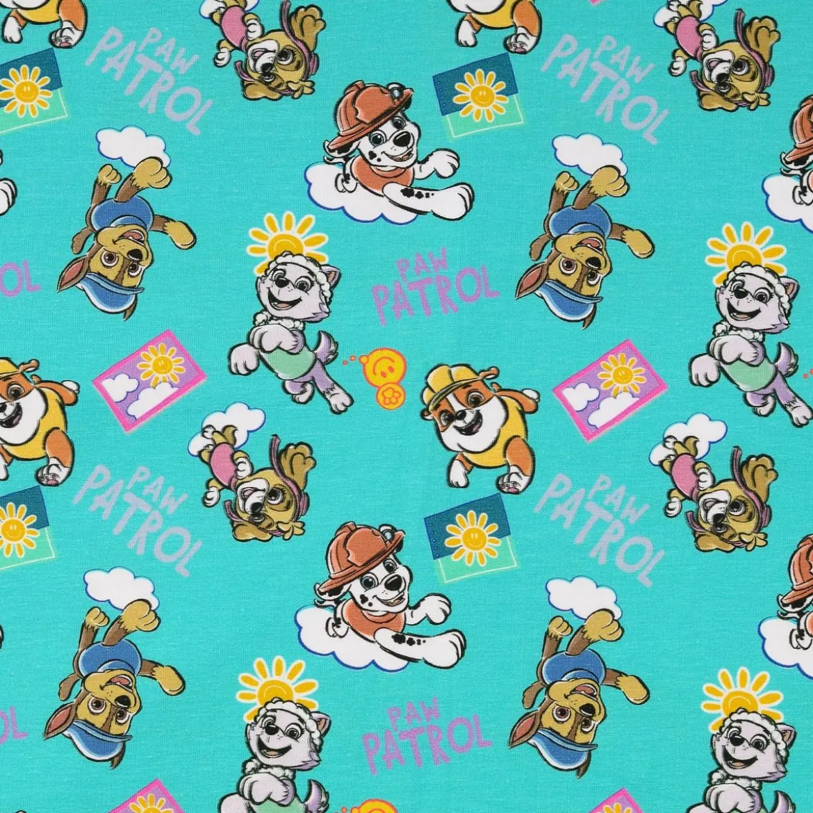 Paw Patrol Jersey Stoff Baumwolle türkis 1,50m Breite