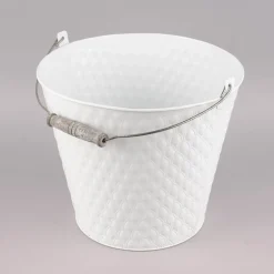 Pflanztopf Eimer Prägemuster einfarbig weiß 25x29cm