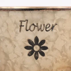 Pflanztopf Flower konisch mit Henkel Metall grau braun 17x9cm