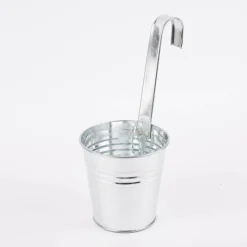 Pflanztopf mit Haken Metall silberfarben 13,5x29cm