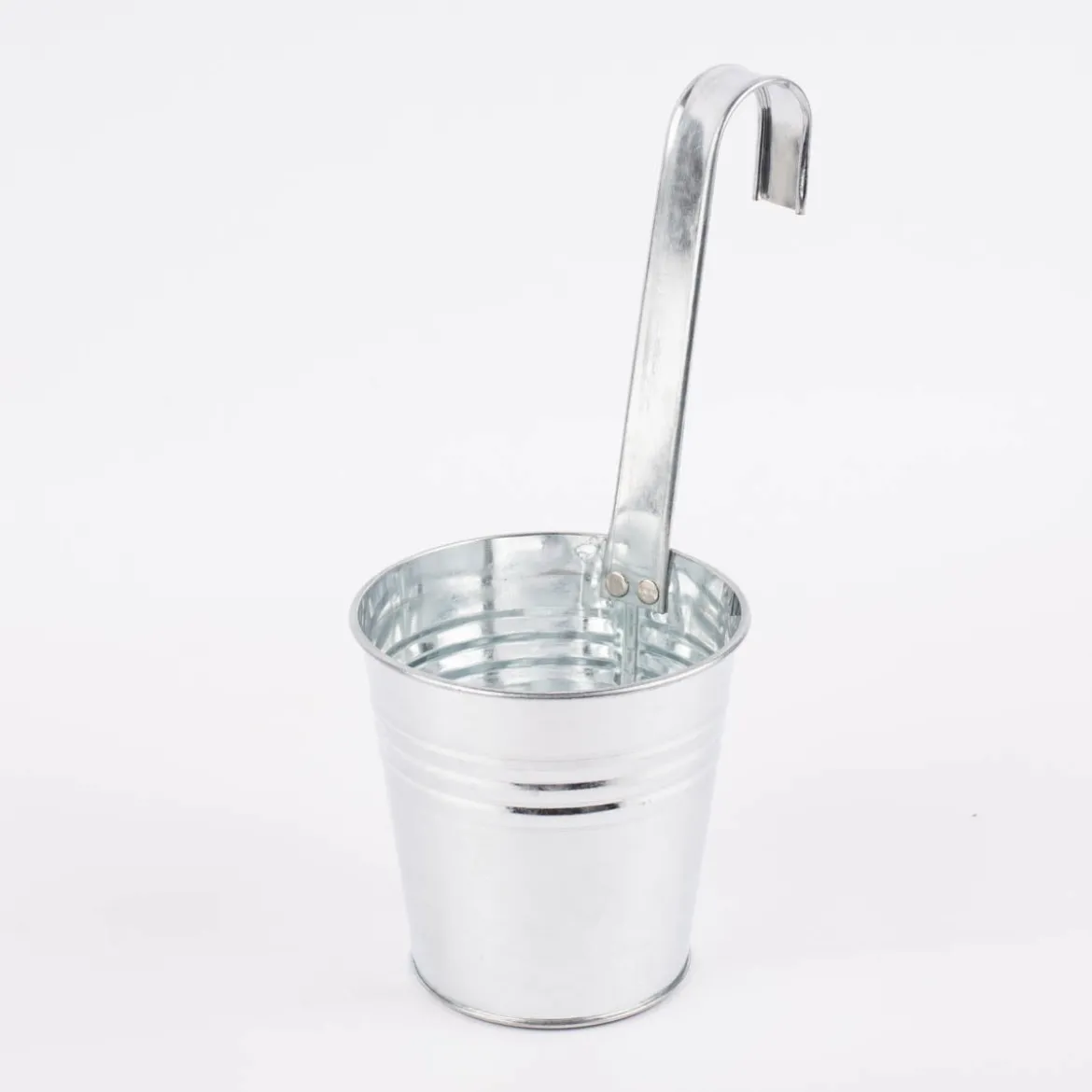 Pflanztopf mit Haken Metall silberfarben 13,5x29cm