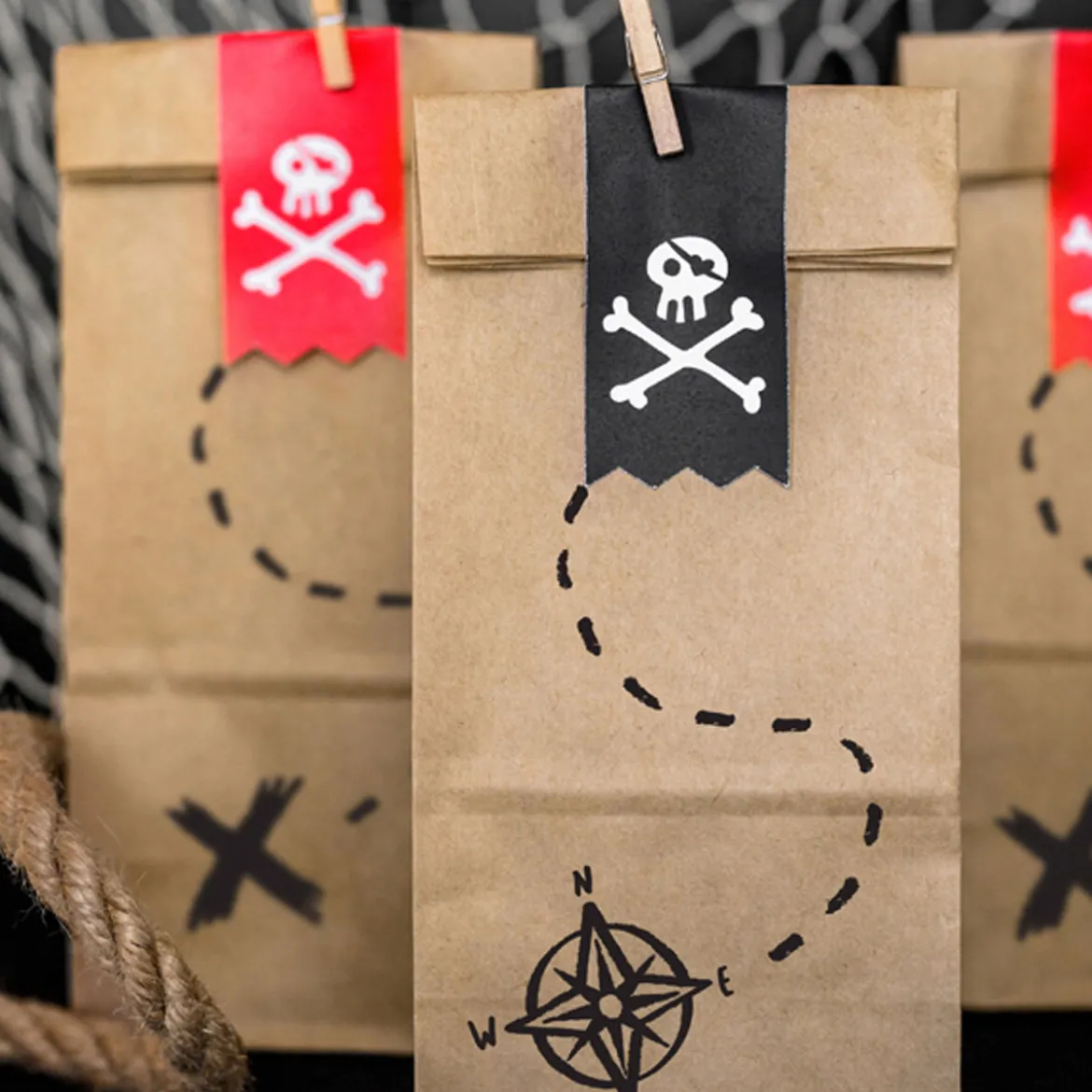 Piraten-Geschenktüten Mitgebsel Papiertüten 6Stk