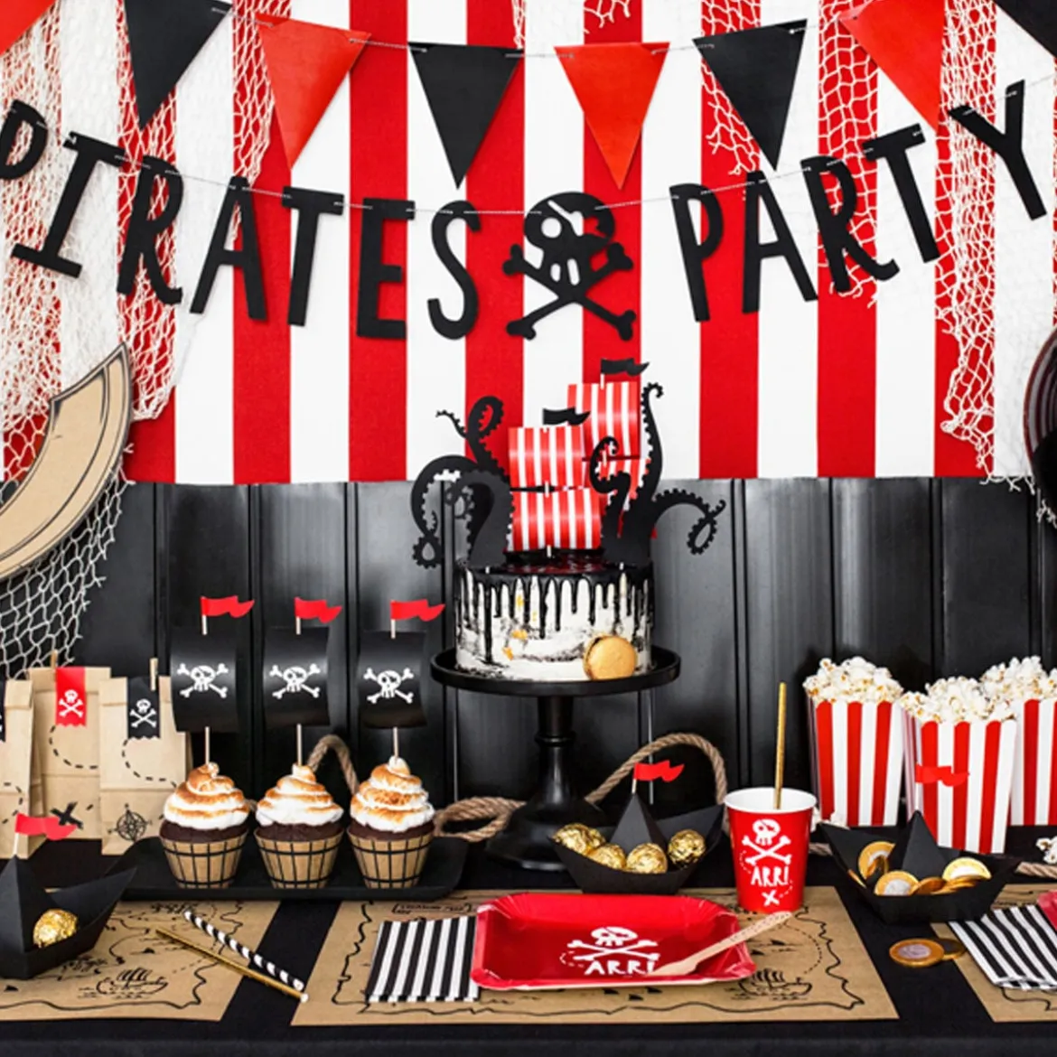 Piraten-Geschenktüten Mitgebsel Papiertüten 6Stk