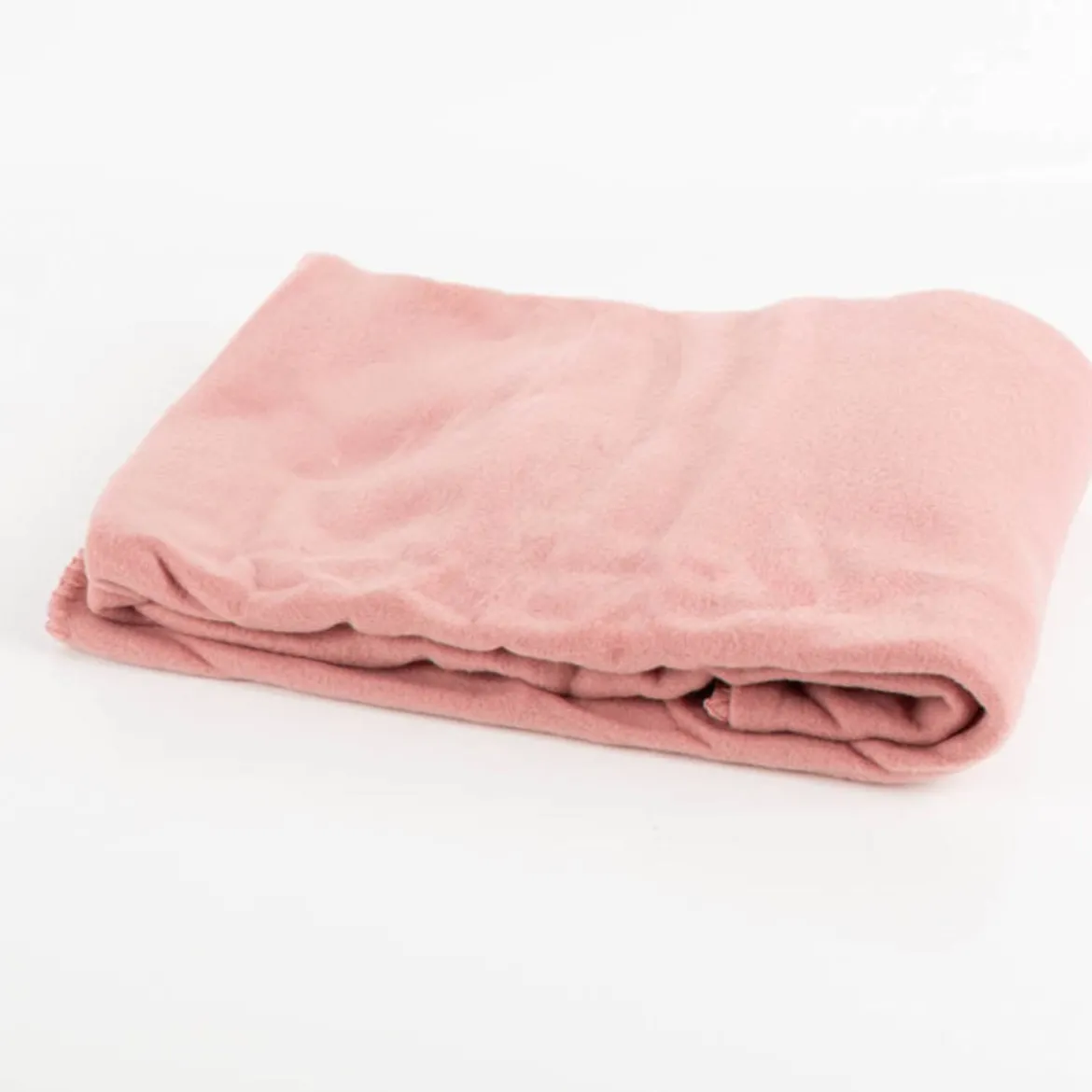 Plaid aus Kuschelfleece mit Kettelrand einfarbig rosa 125x150cm
