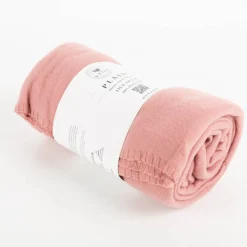 Plaid aus Kuschelfleece mit Kettelrand einfarbig rosa 125x150cm